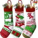 JOYIN 18 Christmas Stockings 3 Packs, Large Size Rustic Cable Knit Xmas Stocking in Red & Green, for Family Holiday Season Decorations