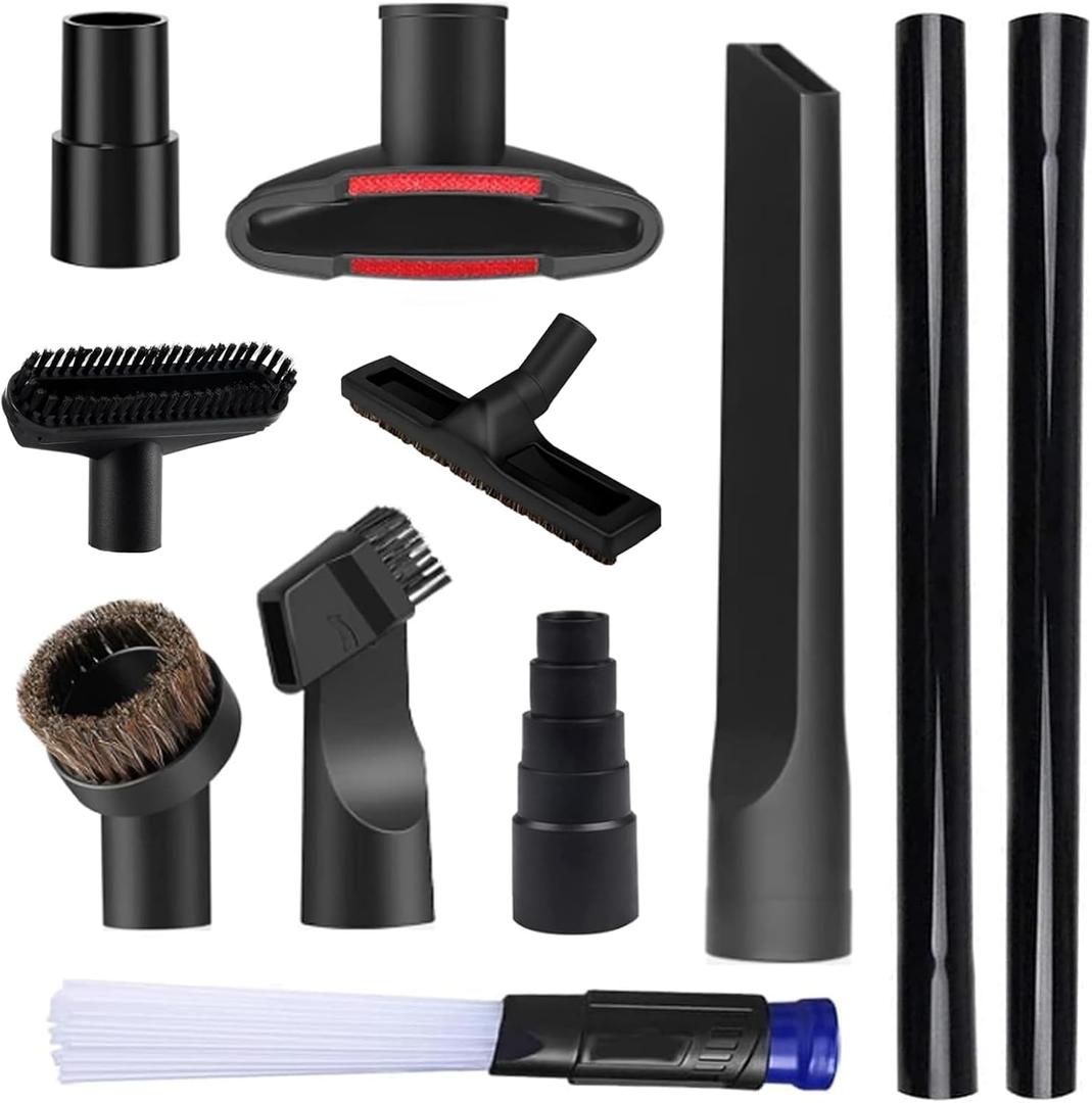 11 Pcs Universal vacuum brush attachment, vacuum accessories and attachments, 1 1/4 inch vacuum attachments for shop vac accessories, Floor Brush Vacuum Extension Wand Vacuum Hose Adapter