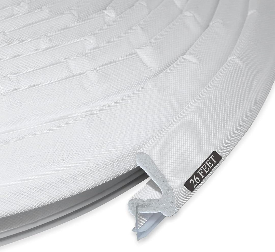 LSGCQ Kerf Weather Stripping Door Seal Strip 26 Ft Q Foam Door Weatherstrip Seal with Slot Card Slot Installation, Easy Cut to Size (White)