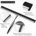 peafowl 10 inch Shower Squeegee Stainless Steel Bath Squeegee for Shower Glass Doors Bathroom Windows Kitchen Mirror and Car Glass with Hooks Holder (10 inch, Silver)