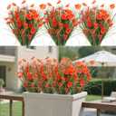 12 Bundles Artificial Flowers for Outdoor, Faux Silk Morning Glory Spring Summer Flowers for Outside Garden Planter Front Porch Yard Patio Window Box & Indoor Table Vase Home DecorOrange