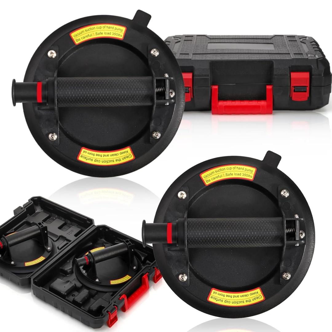 Goaste 2 Pack 8" Glass Suction Cups to Lift Large Glass, Vacuum Suction Cup Lifter with Handle, Heavy Duty Tile Suction Cup Tool for Granite, Glass, Tile, Window Replacement, 440lbs Load Capacity