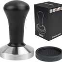 58mm Black Coffee Hand Tamper 304 Stainless Steel Base Professional Espresso Press for Portafilter Coffee Machine Barista Tool (58mm)