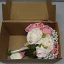 Wedding Bouquet for Bride - Premade Simple Artificial Roses Flowers for Bridal Shower Destination Ceremony Anniversary Decorations - Dusty Pink & White