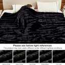 DREAMNINE Premium Soft Fluffy Faux Rabbit Fur Throw Blanket for Couch 50" x 60", Decorative 3D Plaid Warm Thick Fuzzy Fur Blankets for Winter, Reversible Luxury Shaggy Cozy Plush Furry Blanket, Black