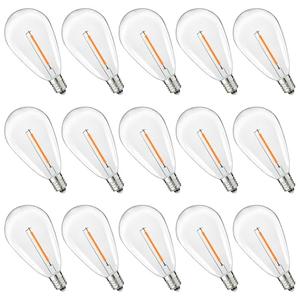 S14 Replacement LED Light Bulbs, Shatterproof & Waterproof 0.6W S14 LED Bulbs, Outdoor String Lights, E12 Base Patio Edison LED Light Bulbs, Warm White 2200K Plastic 40ML Non-Dimmable 15 Pack