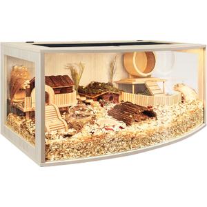 Prolee Hamster Cage Chew Proof Wood, Hamsters Enclosure Openable Top with Curved Design,Waterproof Small Animals Cage with Acrylic Sheets for Gerbils,Hamster Habitat(32 Inches)