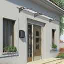 Palram - Canopia Neo 2700 9' x 3' Door/Window Awning, Gray/Diffused Clear | Fixed Outdoor Awning DIY Kit for House, Polycarbonate UV Protected Panel, Durable Plastic Polymer Frame, Weather Resistant, Gray/Frost, 9' L x 3' W x 1' H