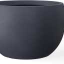 Kante 19.9" Dia Round Concrete Planter, Outdoor/Indoor Large Bowl Plant Pots with Drainage Hole and Rubber Plug for Garden Patio Balcony Home, Charcoal