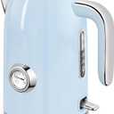 SUSTEAS Electric Kettle - 57oz Hot Tea Kettle Water Boiler with Thermometer, 1500W Fast Heating Stainless Steel Tea Pot, Cordless with LED Indicator, Auto Shut-Off & Boil Dry Protection, Light Blue