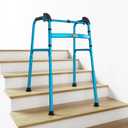 Foldable Stair Climbing Walker for Seniors, Adjustable Height Wheel-Free Walking Aid, Lightweight Aluminum Alloy Support Up to 300lbs, Portable Stair Assist Bar for Elderly & Mobility Impaired