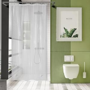 AmazerBath 48x72 Shower Curtain Stall, Clear Plastic, Heavy Duty Thick PEVA with 2 Weighted Stones and 8 Grommet Holes