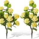 2 Pack 36 Artificial Hydrangea Trees Real to Touch Faux Hydrangea Bushes Plants with Stakes for Wedding Spring Home Office Living Room Housewarming Gift(Light Yellow)