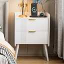 Aenuert White Nightstand Modern Bedside Table with 2 Storage Drawer, Small Night Stand, Wooden Sofa Side Table for Bedroom,Study Room and Small Spaces