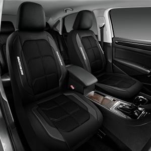 Skechers Air-Cooled & Memory Foam Seat Covers-Leather Car Seat Cover Supply Ultimate Comfort & Support,Front Seats Airbag Compatible,Universal Fit for Most Cars,Vans,Trucks,SUVs,Black