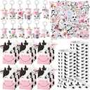 Fumete 86 Pcs Cow Party Favors Supplies Include Cow Keychain Party Paper Bags Keychains Cow Silicone Bracelets Vinyl Stickers for Girls Kids Baby Shower Treat Goodie Birthday Supplies