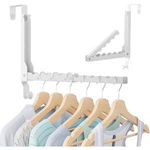 Over The Door Hooks, Extended Over The Door Clothes Hanger with 11 Ridges,Space-Saving Over The Door Drying Rack,Over the Door Hangers for Clothes,Larger Capacity Over The Door Hanger. (White(update))