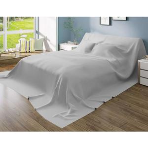SIELUNO Furniture Dust Cover for Bed Flat Sheets King Size, Mattress Protector Flat Bed Sheets, Breathable Furniture Protector, Washable-Light Grey-350x240cm (137.7x94in)