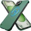 Magnetic Slim Case Fit for iPhone 15 Plus Phone Case 6.7"(2023) Ultra-Thin Lightweight Durable Frameless Matte Hard MagSafe Cover Case with Pull Ring Shockproof Non Slip Rope-Dark Green
