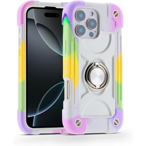 MARKILL Compatible with iPhone 16 Pro Max Case 6.9 Inch with Ring Stand, Heavy-Duty Military Grade Shockproof Phone Kids Cover for iPhone 16 Pro Max