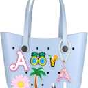 Bogg Bag Letter Charms 9Pcs - Waterproof Rubber Alphabet/Flower Decor, DIY Insert for Bogg Beach Totes (Women & Girls)