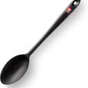 DI ORO Cooking Spoon - Solid Silicone 600F High Heat Nonstick Cookware Safe - Kitchen Spoon for Cooking & Baking - Large Serving & Mixing Utensil - Dishwasher Safe (Black)