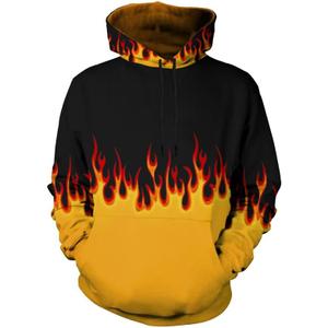 Arvilhill Men's Halloween Costume Hoodies Adult Cosplay Funny Print Pullover with Pocket (S-3XL) (Yellow - Fire)