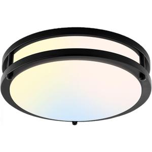 10Inch 30W LED Flush Mount Ceiling Light Fixtures, Ultra Bright 3200LM Dimmable Ceiling Lights, 5CCT 2700K 3000K 4000K 5000K 6500K, Ceiling Lamps for Kitchen Hallway Bedroom Bathroom, Black 1 Pack