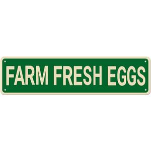WHYATT Metal Tin Sign FARM FRESH EGGS Funny Vintage Sign Retro Metal Signs for Bedroom Kitchen Garden Wall Bar Club Coffee Home Decor 4x16 Inch 2 Pack