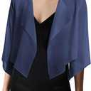 Urban CoCo Women's Chiffon Shrug Cardigan Open Front 3/ 4 Sleeve Drape Irregular Hem Bolero Summer Cover Up(S, Navy Blue)