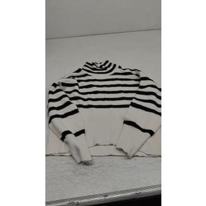 Women's Winter Sweaters Casual Turtleneck Long Sleeve Striped Side Slit Loose Pullover Sweater Jumper Tops, M
