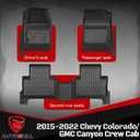 Floor Mats Compatible with 2015-2022 Chevy Colorado/GMC Canyon Crew Cab, All Weather TPE Floor Liners, Custom Fit Car mats, 1st & 2nd Row, Black