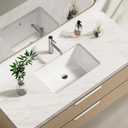 Enbol 18.6x11.2 Inch Undermount Bathroom Sink White Ceramic Durable Scratch Resistant Easy Clean with Overflow - ECU1811