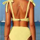 SOLY HUX Women's High Waisted Bathing Suit Tie Shoulder Underwire Summer Swimsuit Bikini Set (Yellow, S)