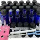 Bioll 15ml (1/2 oz) Essential Oil Dropper Glass Bottle. Refillable Sample Bottles Vials With Orifice Reducer Dropper And Cap For Perfume And Aromatherapy Oils -24Pack (Blue)