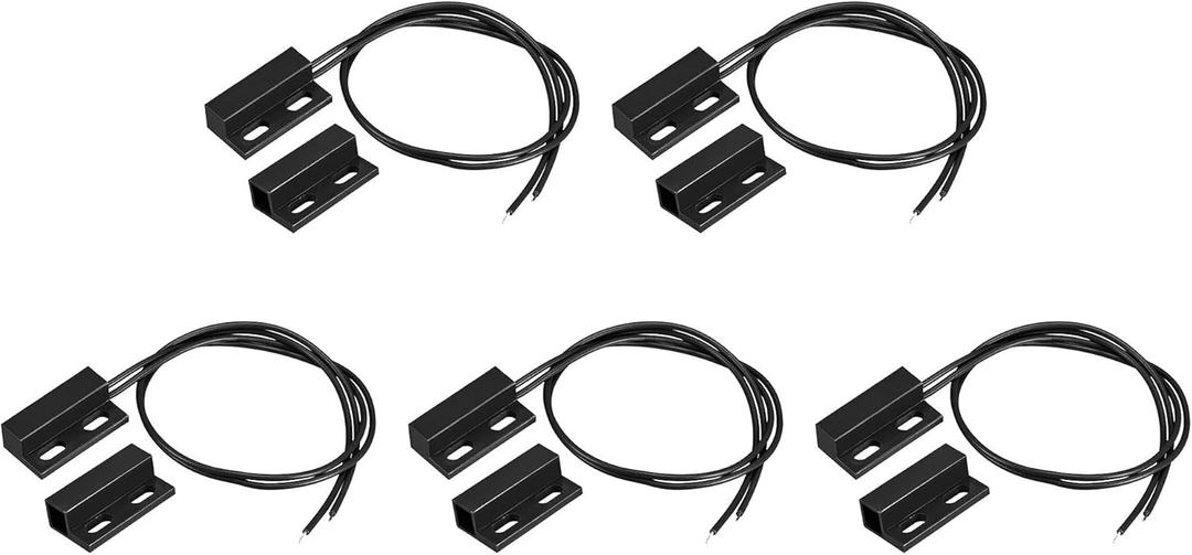 uxcell Wired Door Contact Window Sensor NC Surface Mount Magnetic Reed Switch Black 5 Pcs