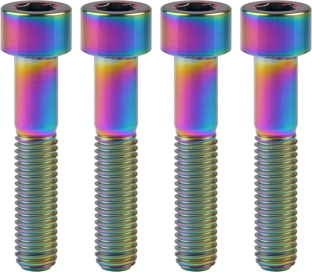 Titanium Cap Allen Socket Head Bolts M10 20 25 30 35 40 45 50 55 60mm Screw Pack of 4 (M10x50mm Pitch 1.25mm, Ranibow)