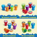 JOYIN 100PCS Assorted Stamps for Kids Self-Ink for Party Favor, Teacher Stamps, Kids Treasure Box, Prize for Classroom, Birthday School Stuffers (50 Designs, Dinosaur, Halloween Stampers)