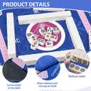 Mahjong Mat (33"x33") with 6 Mahjong Playing Instructions,4Tile Mixer,4Dice & Carrying Bag,Non-Slip and Silent Travel Mahjong Set for Mahjong/Poker/Board Games/Card Games/Dominoes (Blue-1)