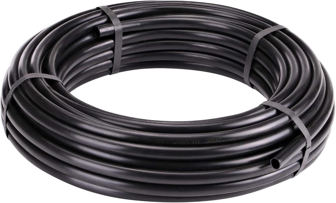 Raindrip 052010P 1/2 in. Drip Irrigation Supply Tubing, 100 ft., for Emitters, Irrigation Parts, and Drip Systems,Black Polythyrene
