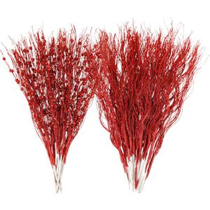 SUPREME XMAS 30 Pack Artificial Glitter Red Berry Stems Ornaments, Christmas Branches Picks Ornaments Set for Xmas Tree Sticks Decorations Gift Vase Wreath Fireplace Home Holiday Wedding Party Decor