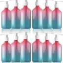 12 Pieces Empty Clear Gradient Color Pump Bottle, 8.4 oz Refillable Plastic Dispenser Bottles with Pump, Travel Lotion Container for Shampoo Hand Body Soap Oil Massage Moisturizer Face Cream Liquid