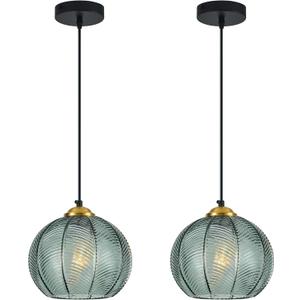 Gray Green Glass Pendant Lights Kitchen Island 2 Pack 7.87 in Hand Blown Glass Globe Pendant Light Fixtures Modern Pendant Lighting for Kitchen Island Bedroom Dining Room