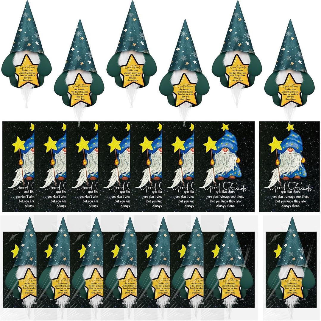 8 Sets Friend Plush Gnomes Gifts Hanging Friend Gnomes Ornaments Friends are Like Stars Themed Friends Appreciate Gifts with Greeting Card for BFF Bestie Sisterhood