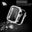 Magnetic Band for Women Compatible with Apple Watch Band 38mm 40mm 41mm 42mm 44mm 45mm 46mm Milanese Stainless Steel Loop with Bling Protective Case, Dressy Metal Strap Replacement iWatch Band