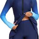 Women Two Piece Rash Guard Sets UPF50+ Swim Dress with Shorts, Large 