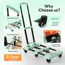Voipvvii Folding Hand Truck 500lbs, Portable Heavy Duty Dolly Cart, 6 Wheels Collapsible Luggage Cart with 2 Elastic Ropes - Compact Trolley Cart for Easy Moving - Ideal Hand Cart for Travel and More