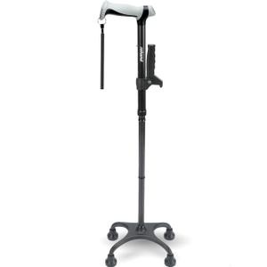 Rehand Quad Cane, Adjustable Walking Cane with Ergonomic Handle Ever and Graceful 4-Pronged Base for Extra Balance & Stability, Walking Sticks for Right or Left Handed Men & Women and Seniors [Black]