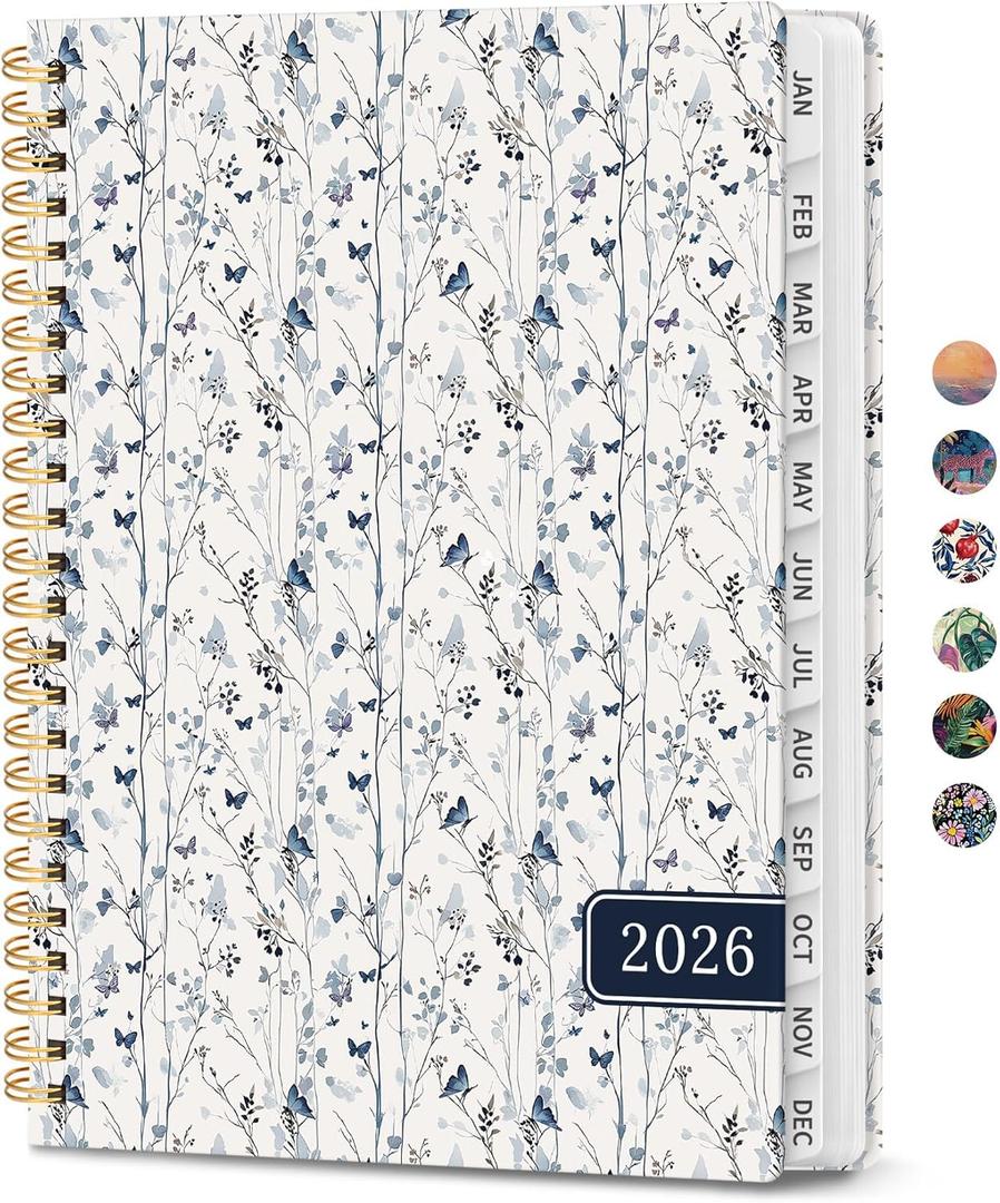 2026 Planner, Aesthetic Weekly and Monthly Planner for Women, Jan 2026 to Dec 2026, Hardcover 2026 Calendar Book with Monthly Tabs, Inner Pocket, Perfect for Office Home School - A4 (8.5" x 11"), Butterfly Grove