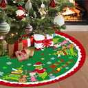Christmas Tree Skirt Soft and Funny Red Green Trimmed Christmas Tree Collar Farmhouse Xmas Holiday Decoration 48 Inch (Green)